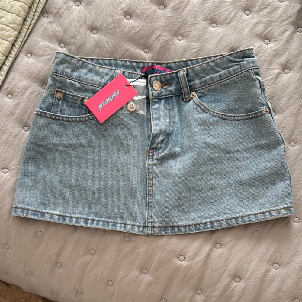 Edikted Light Blue Denim Skirt